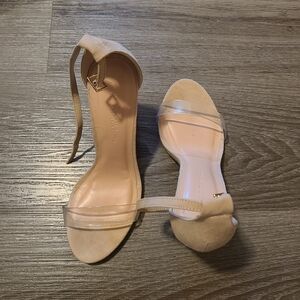 Wild Diva Beige and Clear Strap Heels